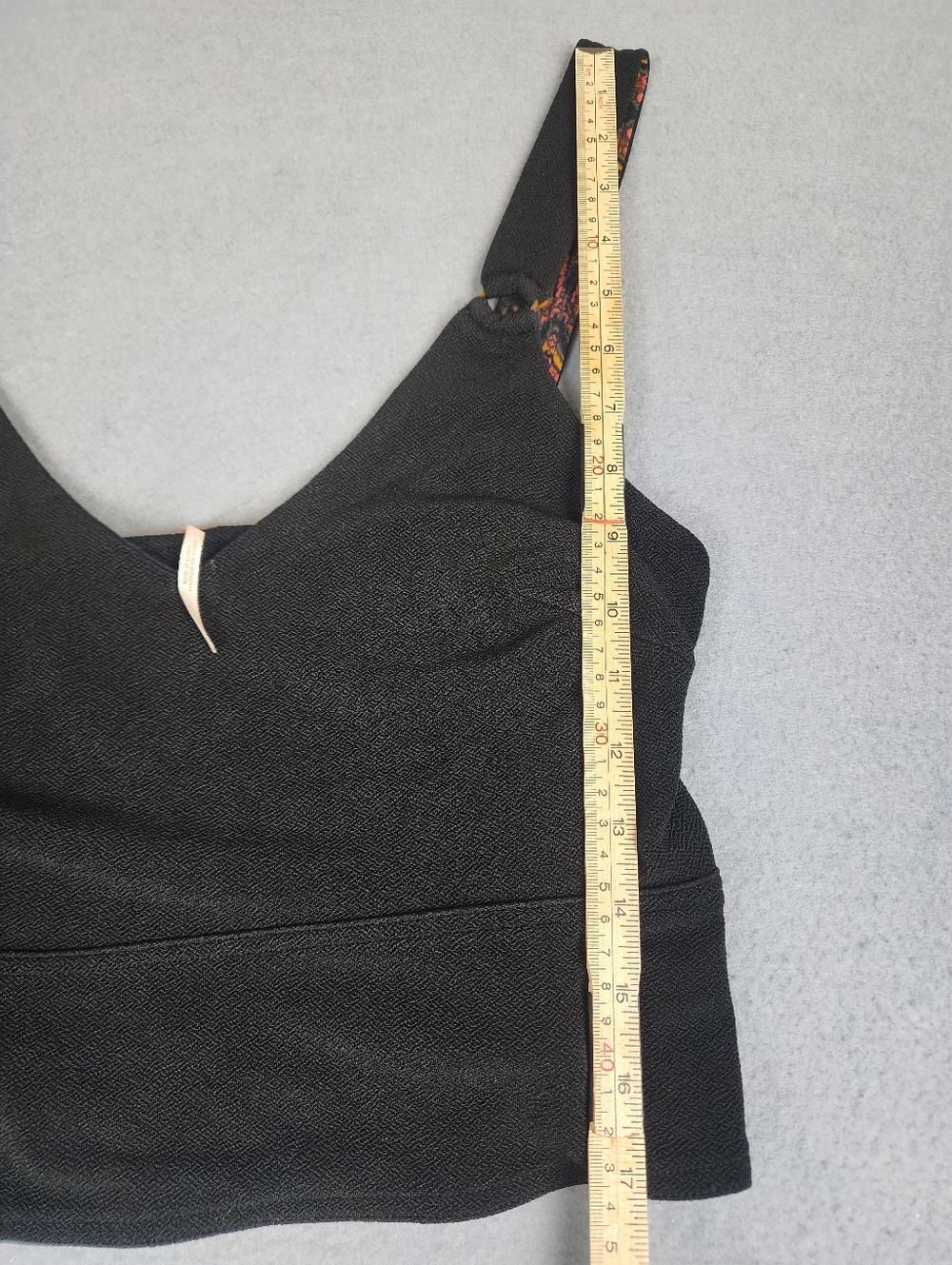 Free People Womens Black V-Neck  Crop Top with Patterned Tie Halter Small - Picture 10 of 11